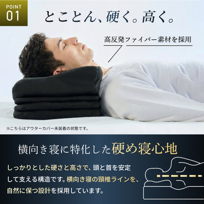 【横向き寝を考えた硬め・高め洗えるファイバーピロー】ハードファイバーピロー