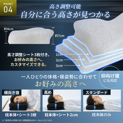 【横向き寝を考えた硬め・高め洗えるファイバーピロー】ハードファイバーピロー