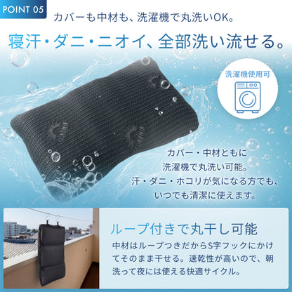 【全面メッシュで高通気×丸洗いOK】涼感メッシュ枕