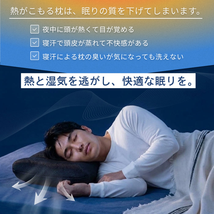 【全面メッシュで高通気×丸洗いOK】涼感メッシュ枕