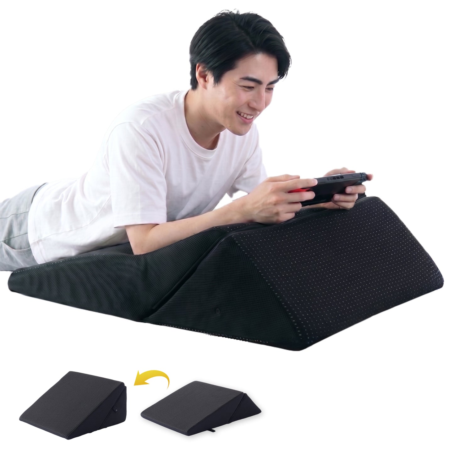 【2段階の傾斜でサポート×35D高密度】三角クッション