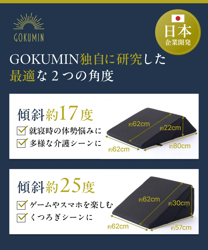 【2段階の傾斜でサポート×35D高密度】三角クッション