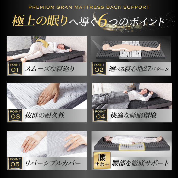 【三つ折り×2層構造で叶う寝心地27パターン】プレミアムグランマットレス