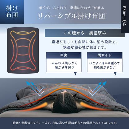 【新生活にも来客用にも、これ1つで】掛け布団・敷き布団・枕のSIMPLE 布団 3点セット