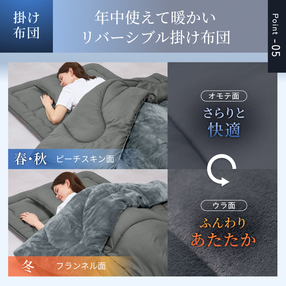 【新生活にも来客用にも、これ1つで】掛け布団・敷き布団・枕のSIMPLE 布団 3点セット