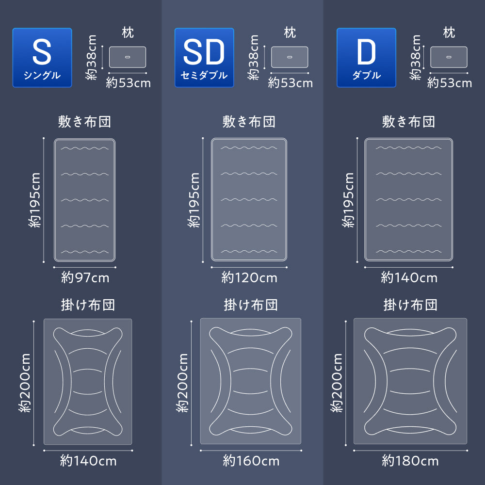 ザンドギ　6種類 新生活にも来客用にも、これ1つで】掛け布団・敷き布団・枕のSIMPLE