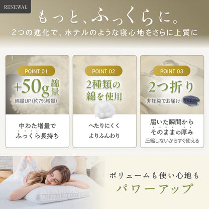 【極上ふわふわ綿で一流ホテルの寝心地】プレミアムホテルスタイルピロー