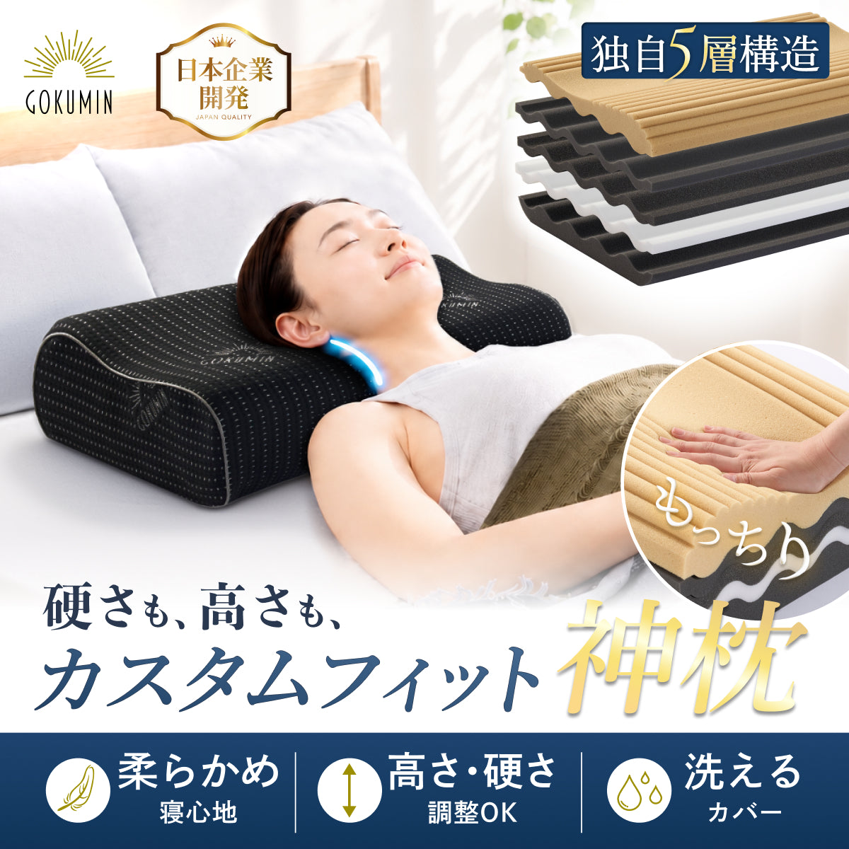 【5層ウレタンを入れ替えて高さも硬さもカスタマイズ】ミルフィーユピロー NEO