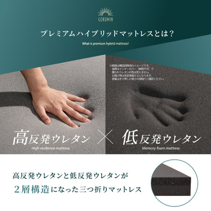 【高反発・低反発が表裏一体の三つ折りタイプ】プレミアムハイブリッドマットレス