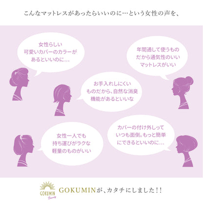 【穴あけ加工で通気性UP厚さ4cm】高反発マットレス For Women