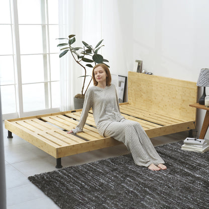 【国産×天然竹の上質な1台】プレミアムバンブーベッド ヘッドボード付き