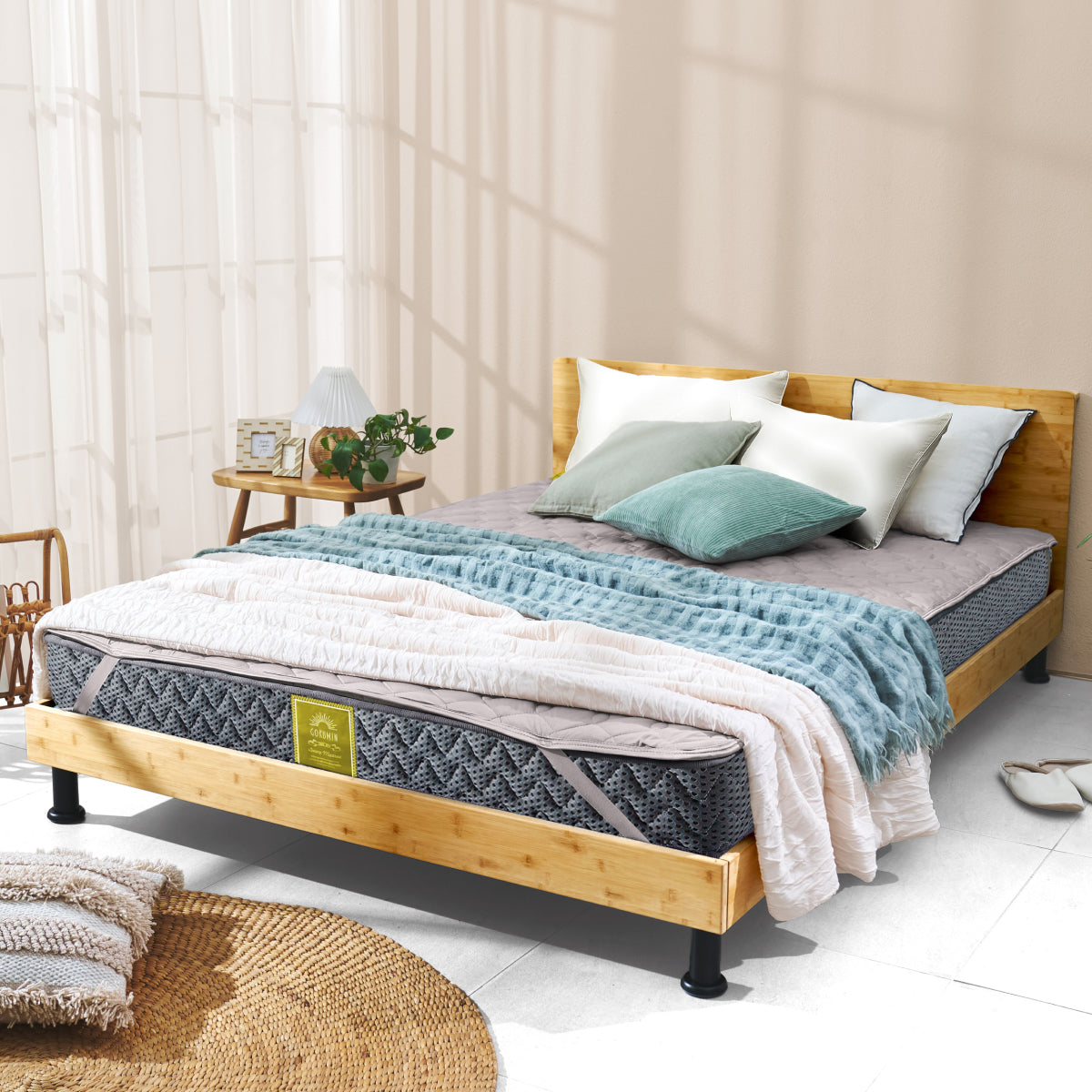 【国産×天然竹の上質な1台】プレミアムバンブーベッド ヘッドボード付き