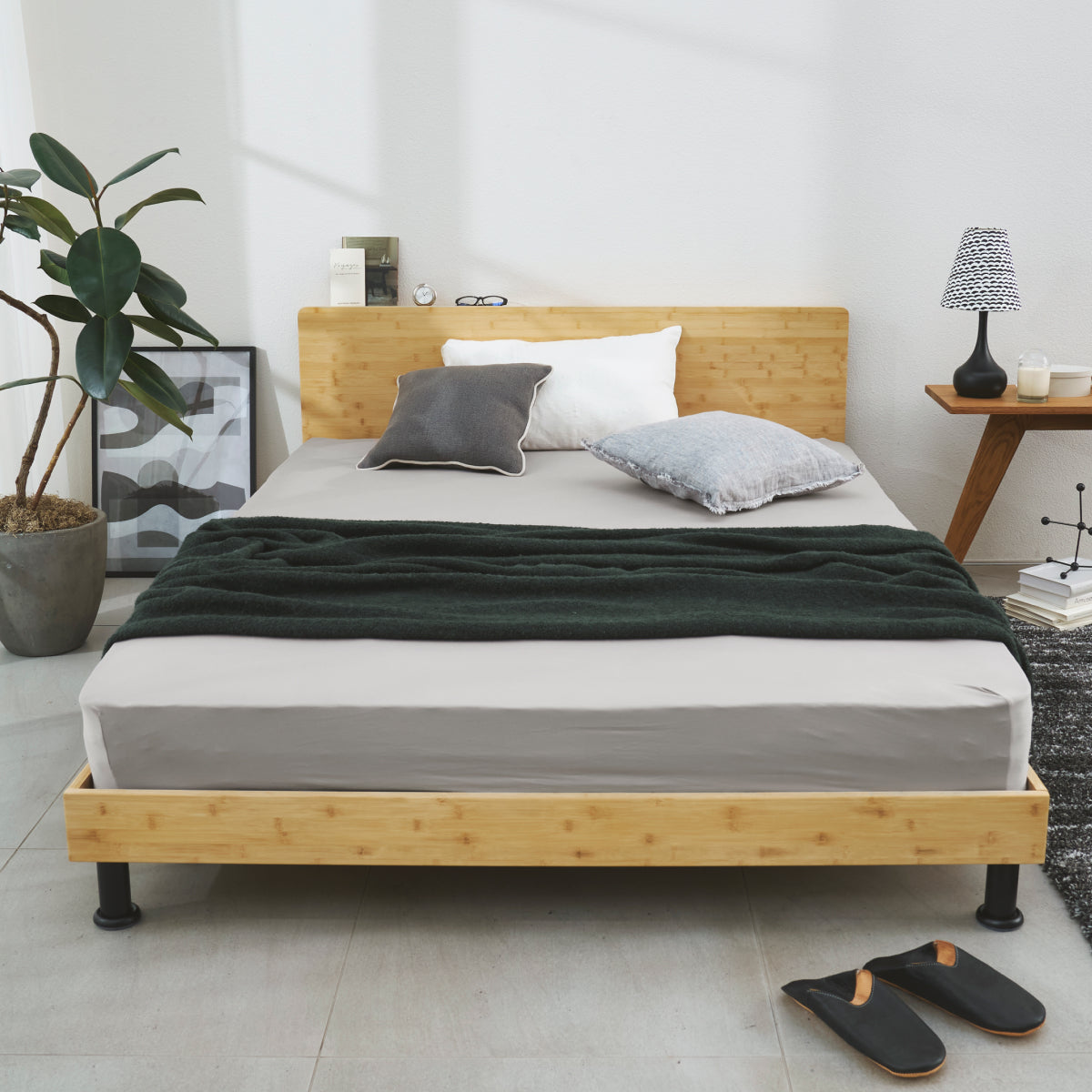 【国産×天然竹の上質な1台】プレミアムバンブーベッド ヘッドボード付き