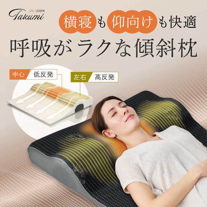 【上半身まで支え、自然な傾斜設計で呼吸しやすく】ゾーニング肩枕
