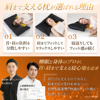 【肩まで支えて首肩にフィットする】メディゼロピローフルサポート
