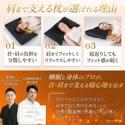 【肩まで支えて首肩にフィットする】メディゼロピローフルサポート