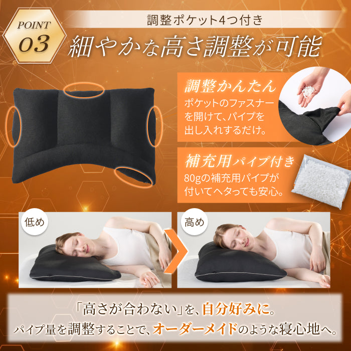 【肩まで支えて首肩にフィットする】メディゼロピローフルサポート