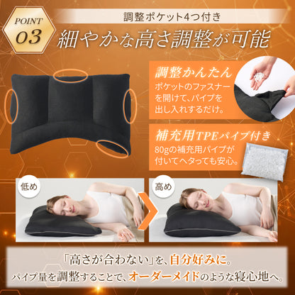 【肩まで支えて首肩にフィットする】メディゼロピローフルサポート