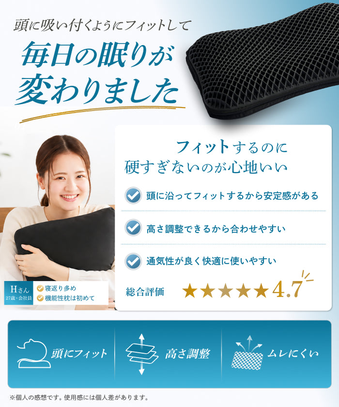 【新感覚ジェル素材！はじめてのジェル枕に！】無重力ジェルピローLite