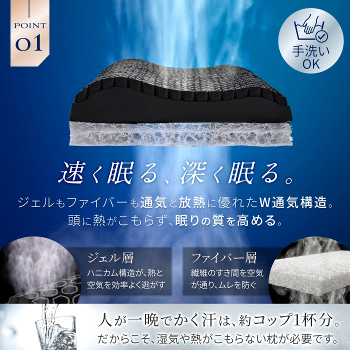 【熱を逃がして遠く深く眠れる超無重力、超通気枕】超無重力ジェルピロー AirPlus